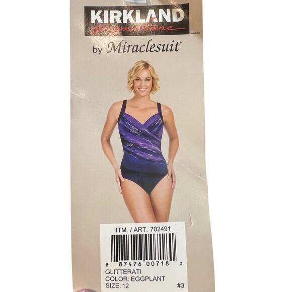 Kirkland by Miraclesuit Glittetati Women’s Purple 1-PC Swimsuit Sz 12 Underwired - Picture 15 of 16